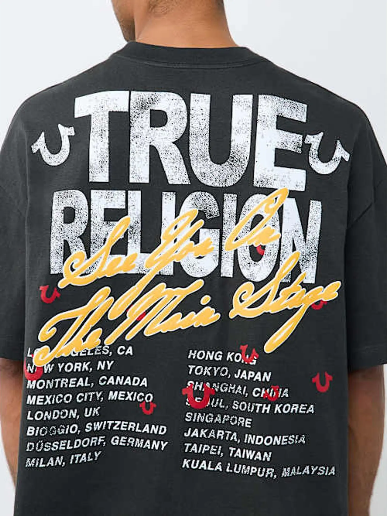 True Religion Men's Logo Tour Heavyweight Oversized T-Shirt