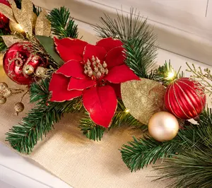 Home Reflections 6' Poinsettia Ornament Lit Garland