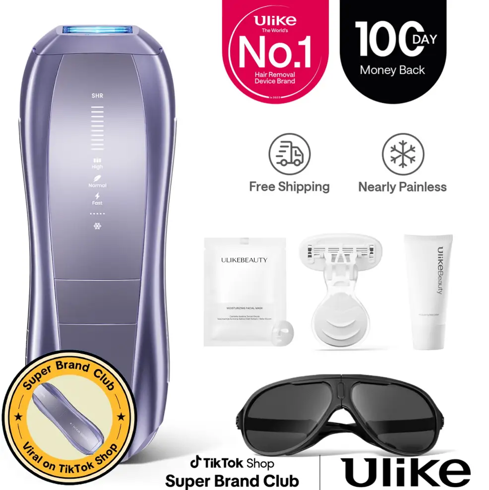 Ulike Laser Hair Removal Air 10 IPL Device with Ice-Cooling Contact Dual Lights Skin Sensor & SHR Mode for Comfortable Effective Results - Epilator