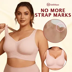 SoftMuse - Women's Seamless Wireless Bra Full Coverage Push Up No Underwire Tshirt Comfortable Everyday Plus Size Friendly Jelly