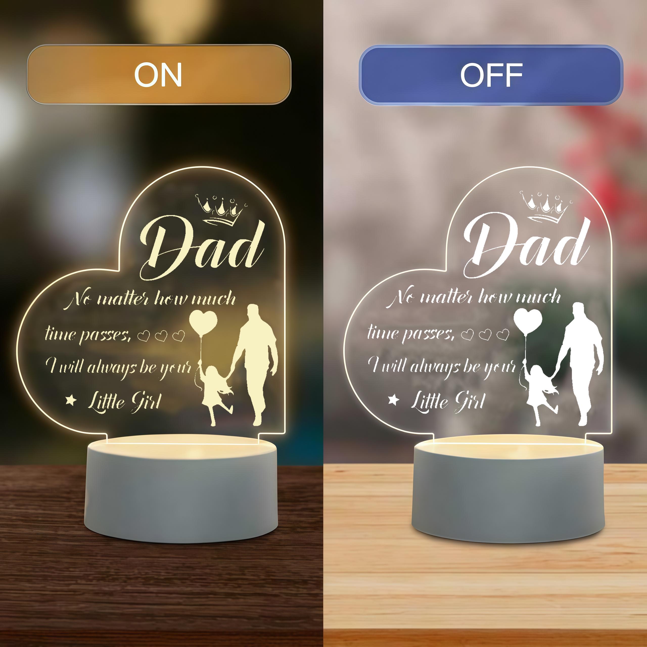 2D Flat Heart-Shaped Acrylic LED Night Light - Engraved with Daughter's Quote Table Lamp, Decorative Lighting for Dad, LED Lights Bedroom Bedside Ornament, Sentimental Gift for Father's Day Christmas 2D Flat Heart-Shaped Acrylic LED Night Light - Engraved with Daughter's Quote Table Lamp, Decorative Lighting for Dad, LED Lights Bedroom Bedside Ornament, Sentimental Gift for Father's Day Christmas