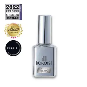 Kokoist Ultra Glossy Non-Wipe Top Coat Gel 15ml Soft Soak Off Formula for Everlasting Shine & No Sticky Residue NailPro Reader's Choice 2022 Finalist