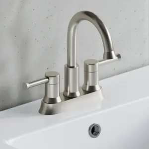 Dowell Bathroom Faucet - Two Handles, Three Holes, Brushed Nickel Finish - 8001 002 Series