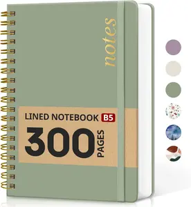 Lined Spiral Notebook Journal for Work, 300 Pages Thick B5 (7.1"x10") College Ruled Journal for Women & Writing, Hardcover Notebook for Note Taking, Perfect for Office Home School Supplies, Green