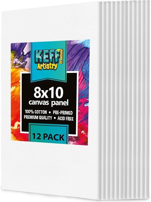 Canvases for Painting - 8x10 12 Pack Art Paint Canvas Panels Set Boards - 100% Cotton Primed Painting Supplies for Acrylic, Oil, & Watercolor Paint