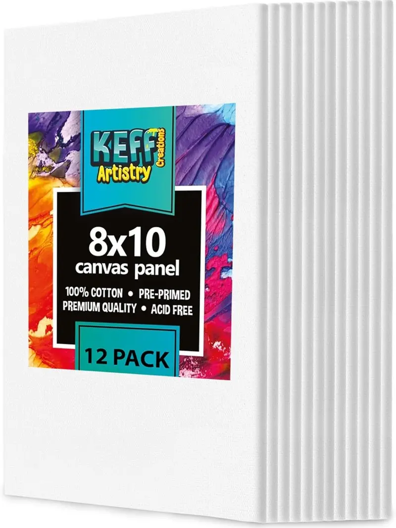 Canvases for Painting - 8x10 12 Pack Art Paint Canvas Panels Set Boards - 100% Cotton Primed Painting Supplies for Acrylic, Oil, & Watercolor Paint