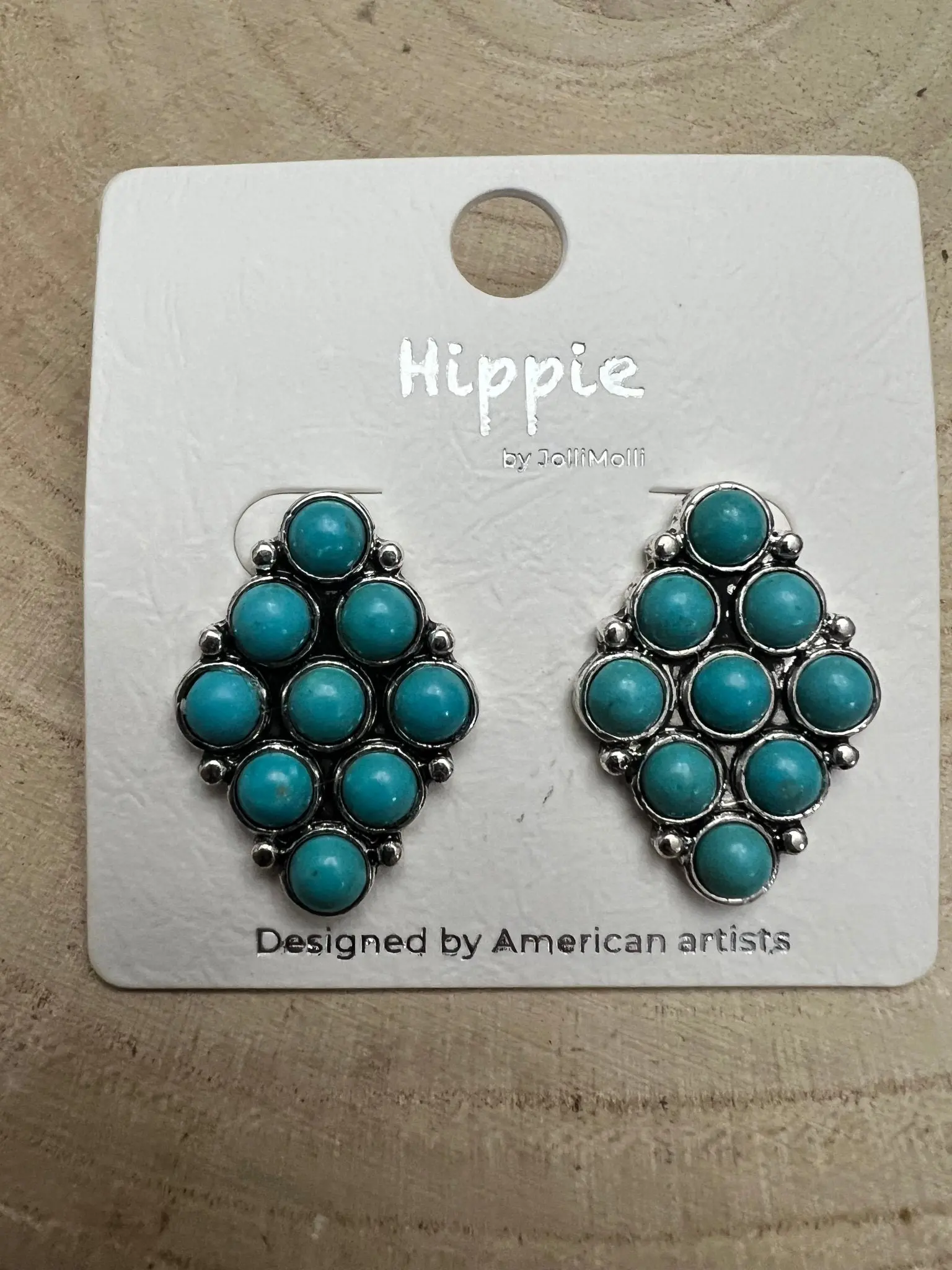 Western Faux Turquoise Cluster Post Earrings — Petite 1" Drop