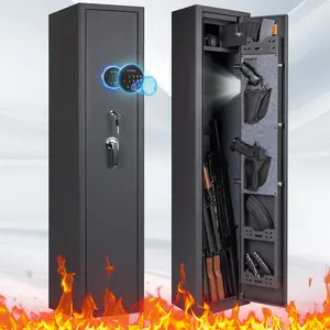 Tall Biometric Safe – 6-Slot Security Cabinet with Fingerprint & Keypad Lock, Quick Access & Alarm