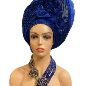 African Autogele II Ready-to-Wear Headwrap for Women Handcrafted Comfortable Design Royal Blue Traditional Fashion Accessory Perfect Gift
