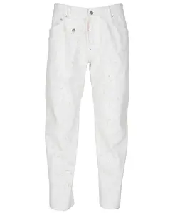 DSQUARED2 Men's Work Wear Jean White Paint Dipped Distressed Jeans Pants