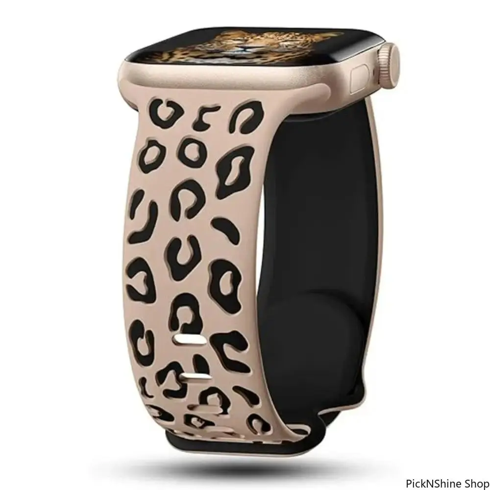 Leopard Engraved Silicone Smart Watch Band, Unisex Stylish Flexible Tech Accessory, 38-49mm Fit, Soft Breathable Lightweight Waterproof, Compatible with Series and Ultra Models, Ideal for Daily and Sports Use, Fashion Accessories, Tech Accessories