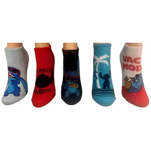 Ladies' Summer Vibes No-Show Character Sock Set- 5 Pairs