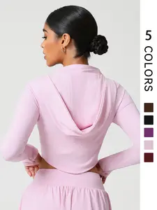 Women's Sporty Hooded Jacket, Sports Yoga Jacket, Sports Outerwear, Long Sleeve Slim-Fit Zipper Design, Comfortable Casual Fitness Wear, Fall & Winter Fashion