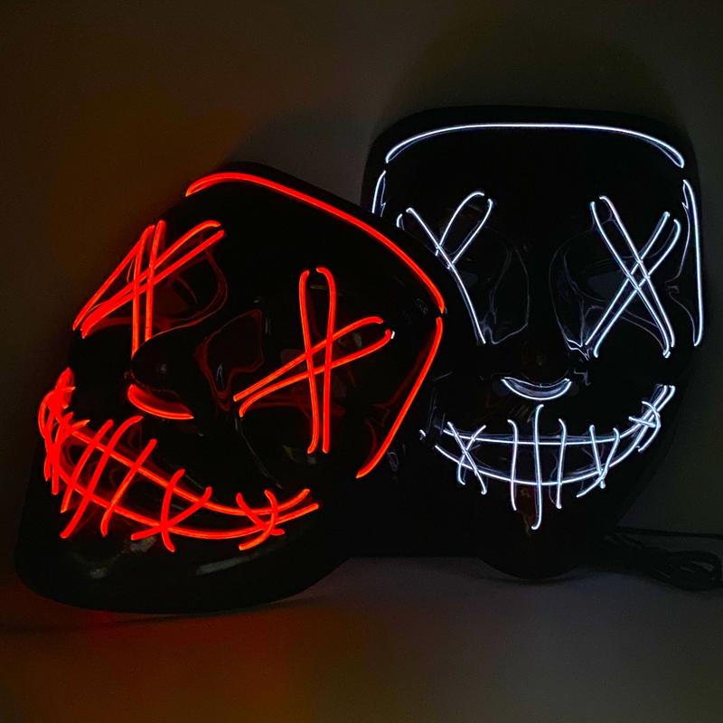 LED Halloween Mask with 4 Lighting Modes, Scary Spooky Mask for Festival Cosplay, Halloween Costume Masquerade Parties, Carnival, Gifts