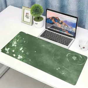1pc Mouse Pad Extended Table Mat |     White Flower Design Desk Mat for Office Home Decor, Polyester Material, Suitable for Office & Home Use