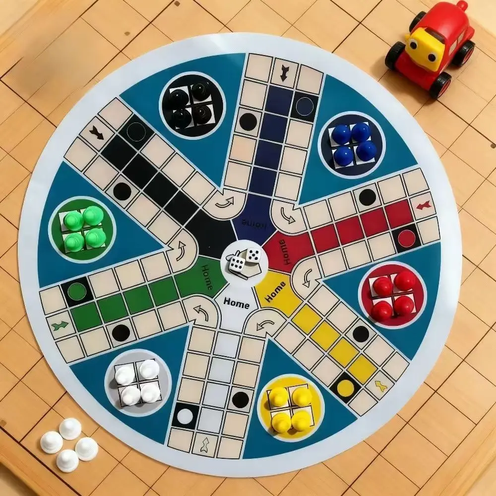 Large 15.75-Inch 6-Player Dice Board Game Set with Round Game Board, 24 Multicolored Dice, and 2 Dice Cups, Perfect for Family Game Night, Christmas, and Halloween