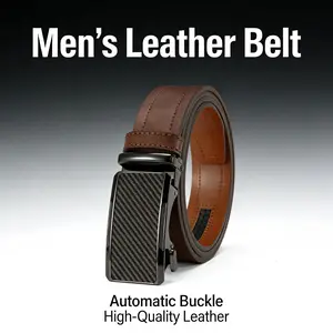 【cuttable】Mens Leather Ratchet Belt, Easy Release No Hole Designer Belt, Adjustable Buckle Dress Casual Belts, Textured Business Outdoor Accessories, Perfect Father's Day Gift for Dad Birthday Presents