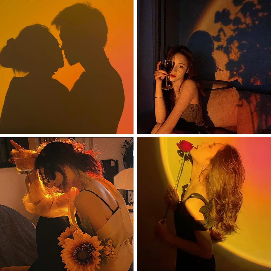 Sunset Lamp Projector Light, Upgraded 180° Rotating 16 RGB Colors Atmosphere Light, sunset moon lamp 4 Modes, Starry Sky Lamp for Bedroom, Couples, Aesthetic Room Decor, Photo Lighting & Gift, Mood lighting Sunset hues, bedroom night light