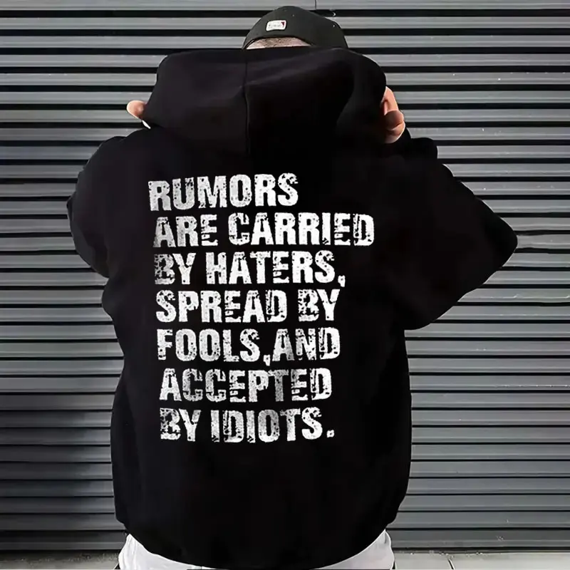 Men's "Rumors Are Carried By Haters" Graphic Hoodie, Biker Streetwear Top in Soft 100% Cotton, Unisex Relaxed Fit, Made in USA
