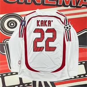 2006 2007 Away Retro White No.22 Kaka Long Sleeved Soccer Jersey