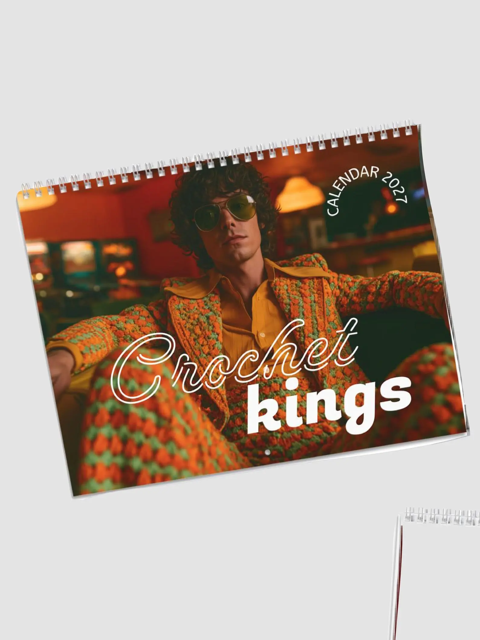 Men in Crochet Calendar 2027, Funny Retro Fashion Wall Calendar, White Elephant Gift, Gag Gift for Men, Vintage Style Calendar