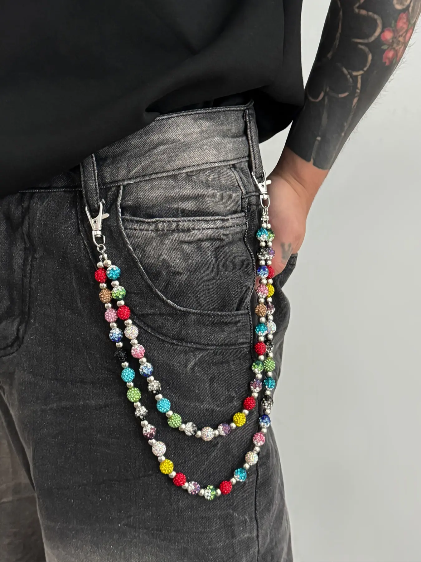 Stylish Multi-Layer Rhinestone Chain Waist Chain for Men, Unique Body Chain Accessory, Ideal for Pant Decoration, Adjustable Waist Chain, Chic Fashion Body Jewelry