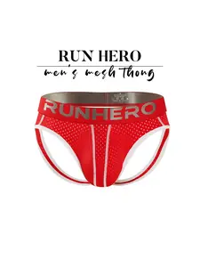 1Pc Men's Color Block Thong Briefs, Hollow Double Strap Hip Lift, Narrow Low Rise Elastic, Soft Breathable Bikini Style Underwear