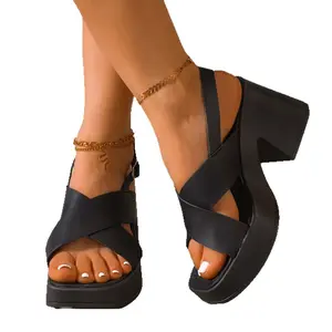 Women's Camera Platform Sandal,Comfortable chunky  platform sandals with non-slip outsole. Secure crisscross fit, classic square toe. Easy to clean & wear. Ideal for long walks, parties, and busy days. wide feet heels