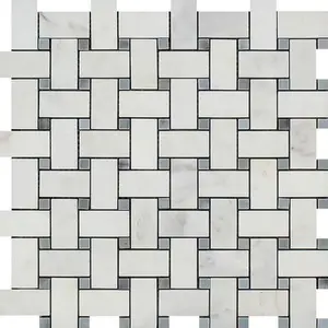 Calacatta Prestige Basketweave with Blue Marble 12x12 Polished/Honed Tile