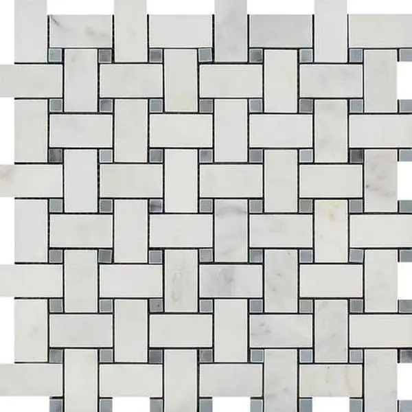 Calacatta Prestige Basketweave with Blue Marble 12x12 Polished/Honed Tile