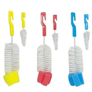 Pack of 2 Brush Kids Baby Milk Feeding Bottle and Teat Nipple Cup Cleaning Brush Sponge, Hanging Hole for Easy Storage, Non-Scratch Brush, Easy Cleaning