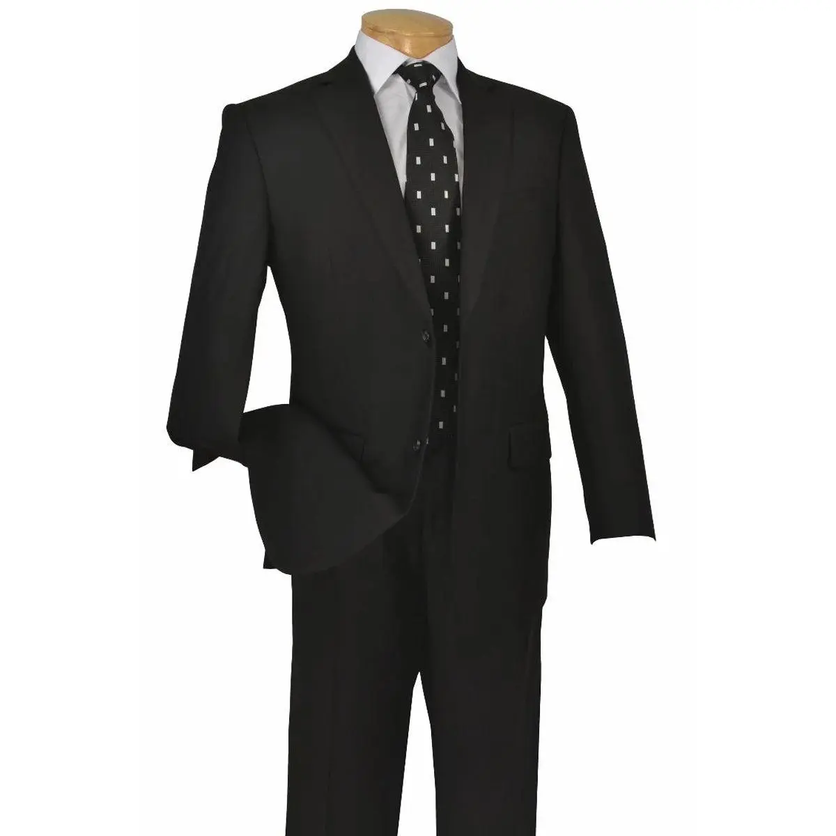 Mens Two Button Modern Fit Poplin Suit in Black
