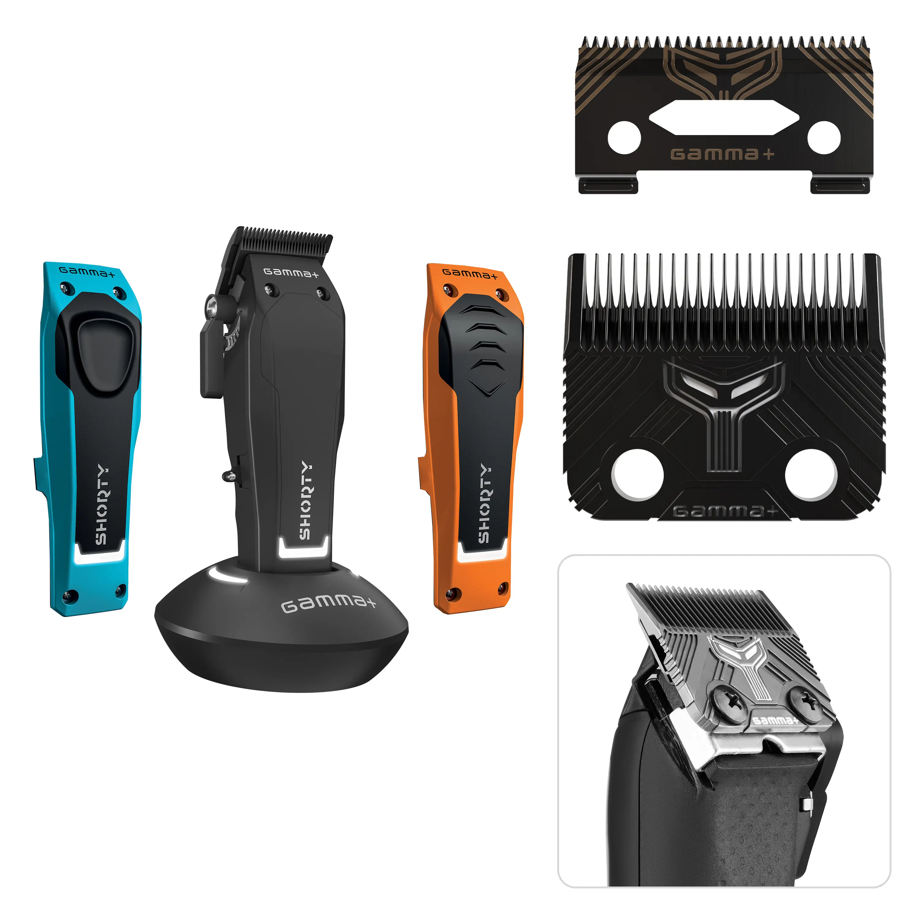GAMMA+ Shorty Professional Cordless Hair Clipper & T1000 Fixed Echo Fade Hair Clipper Blade Set Bundle