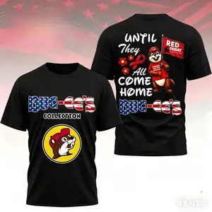 Buc-ee's RED Friday Shirt Military Support Until They All Come Home Red Suitable for all seasons, it is an excellent choice for daily wear, sports, parties, or street-style outfits.