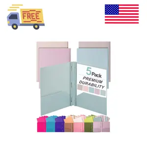 Plastic Folders with Pockets and Prong, 5 Pack