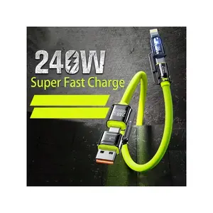 240W Braided Fast Charging Cable w/ Phone Holder | 90 degree Elbow, 360 degree Rotatable | For iPhone 17, Gaming Phones & Huawei Devices | Fast Gaming Charging Ready