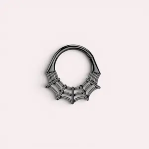 Black Spider Web Septum Clicker Ring