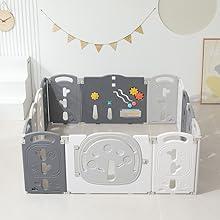 Baby Playpen - Foldable Toddler Play Area with Safety Gates, Portable Design for Indoor & Outdoor Use, Includes 14 Panels for Kids Activity Centre