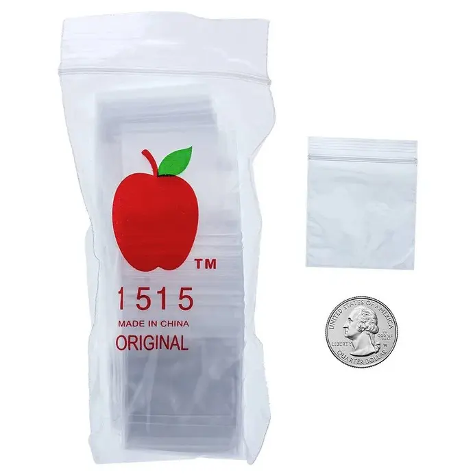 1515 Original Synthetic Mini 2mil Resealable Plastic Bags - 1.5 in x 1.5 in Clear Reclosable Baggies, Bulk Pack for Home Organiser Storage