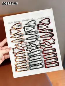 A collection of retro tortoiseshell hairpins! There are various styles such as heart-shaped, star-shaped, and wavy-edged ones. The classic leopard print and tortoiseshell textures exude a sense of sophistication. They are versatile and stylish, perfect fo