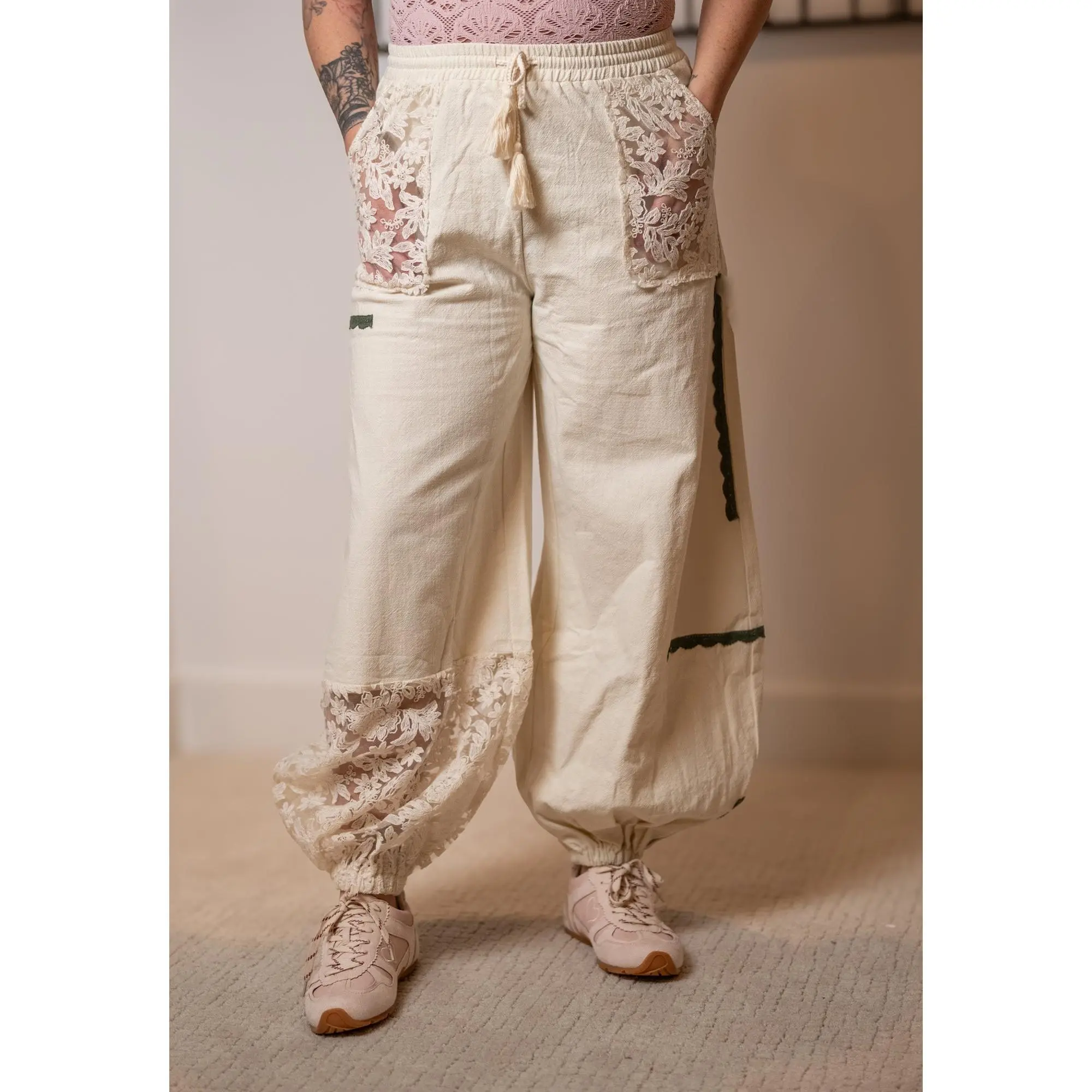 Romantic Boho Lace Patchwork Jogger Pants  Mello