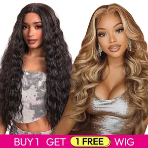 [Blend] Buy 1 Get 1 Free Lace Front Wig | 180% Density, Transparent Lace, #1B Ocean Wave & #P4/27 Body Wave, Blended Human Hair #SummerVibes