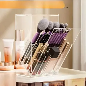 Transparent Acrylic Cosmetic Storage Box, Large Capacity Dustproof Divided Compartments Makeup Organizer, Desktop Lipstick Storage Case