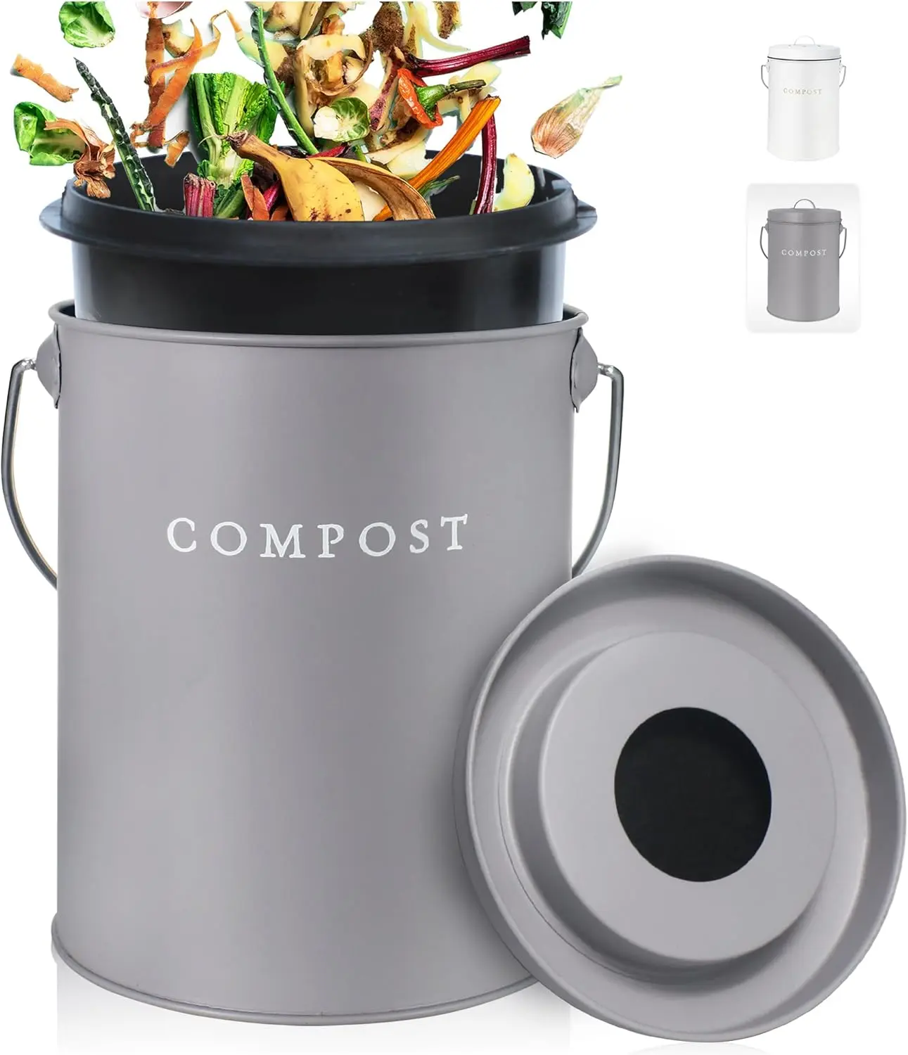 Indoor Compost Bin Kitchen Odorless with Lid for Composting   Bucket for Counters, Stainless Steel Kitchen Compost Bin Countertop Trash Can, Indoor  Composter Recycler Container