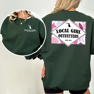 Vintage Local Girl Outfitters 2-Sided Sweatshirt NDC Local Girl Founder Sweaters For Girls Pink Camouflage Dog Crewneck for Women Casual Womenswear Sweatshirt Hoodie Comfort Colors Pullover Tops