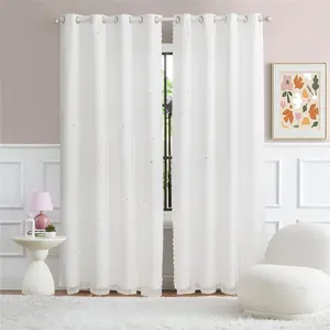 DBOZE Blackout Curtains, Thermal Insulated 2-Layer Drapes White Sheer Overlay for Bedroom/Dining Room