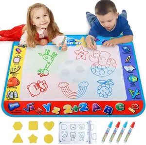 Ester Gift Large Aqua Coloring Mat for Kids, 4-Color Toddler Painting Toy with Pens, Molds & Booklet, BPA Free, Ideal for Ages 3+
