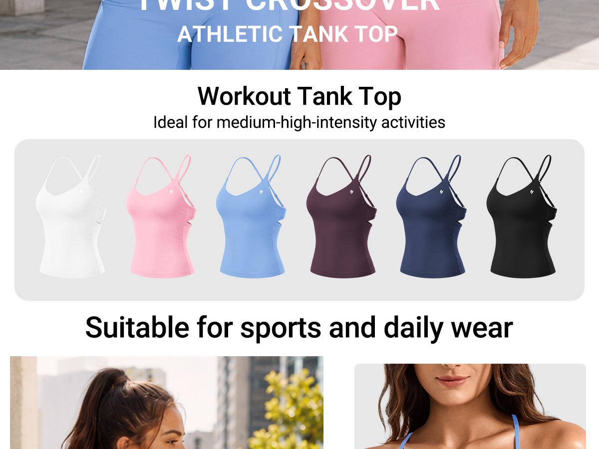 YEOREO 1-Piece Adjustable Strappy Workout Top, Active Tank Bra with Twist Crossover Longline Design, Strappy Sports Bras Alternative for Sporty Chic Gym Wear, Female tiktokshopbacktoschool, One-Piece