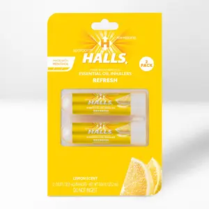 SpaRoom Lemon HALLS® Inhaler- 2 Pack - Essential Stick for Fitness Remedies Benefits Treatment Solution
