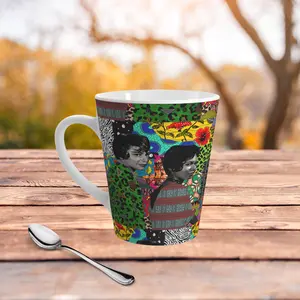 12oz Reusable Art-Themed Ceramic Mug - Afrik Quilt Graphic Novelty Design Ladies Latte Cup, Washable Drinkware for Coffee/Tea, Unique Gift for Women (Christmas Option), Art-Themed Mugs, Graphic Design Mugs